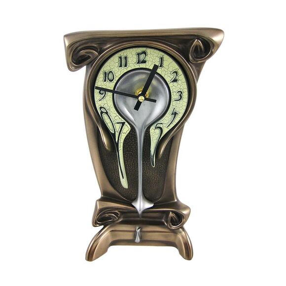 Bronze Finish Melting Mantel Clock Desk Table Dali - Picture 1 of 4